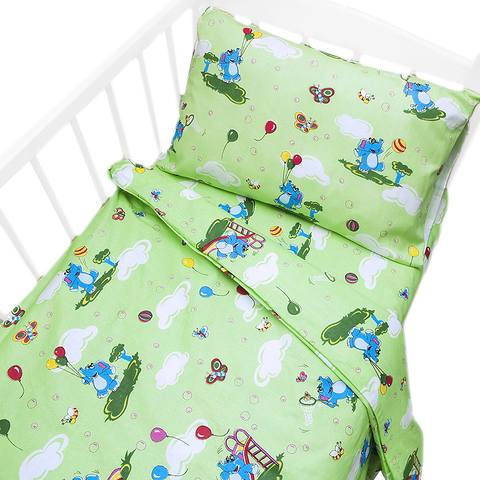 Постельное белье в детскую кроватку 315/3 Слоники с шариками зеленый ГОСТ